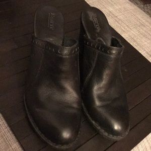 Born black heeled mules